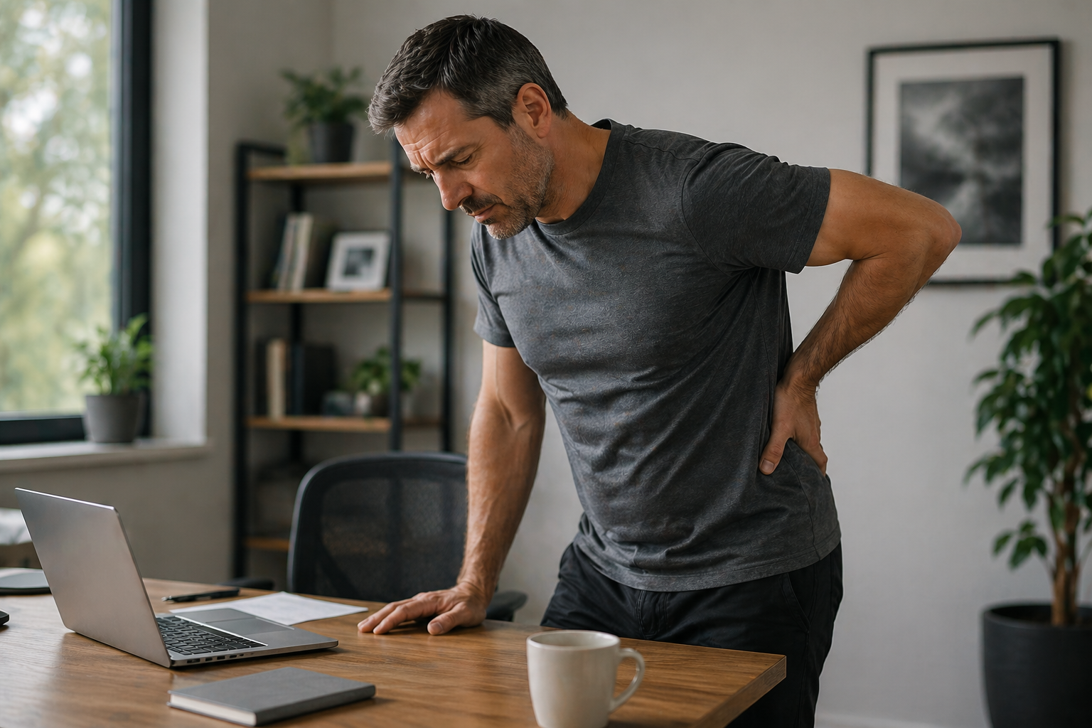 Person experiencing lower back discomfort